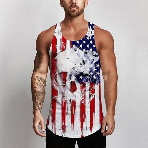 America Flag Bodybuilding Sleeveless Shirt